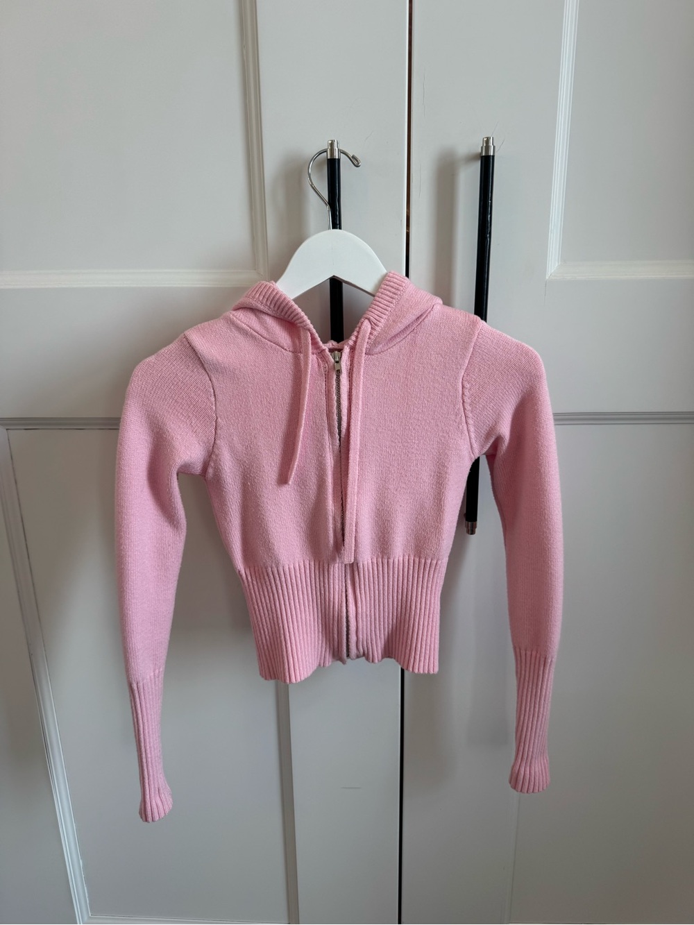 Frankie's Bikinis Light Pink Zip-Front Hooded Cardigan